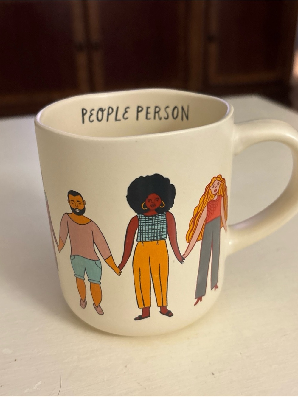 Opalhouse Cream 'People Person' Ceramic Mug with Multicolor Illustration